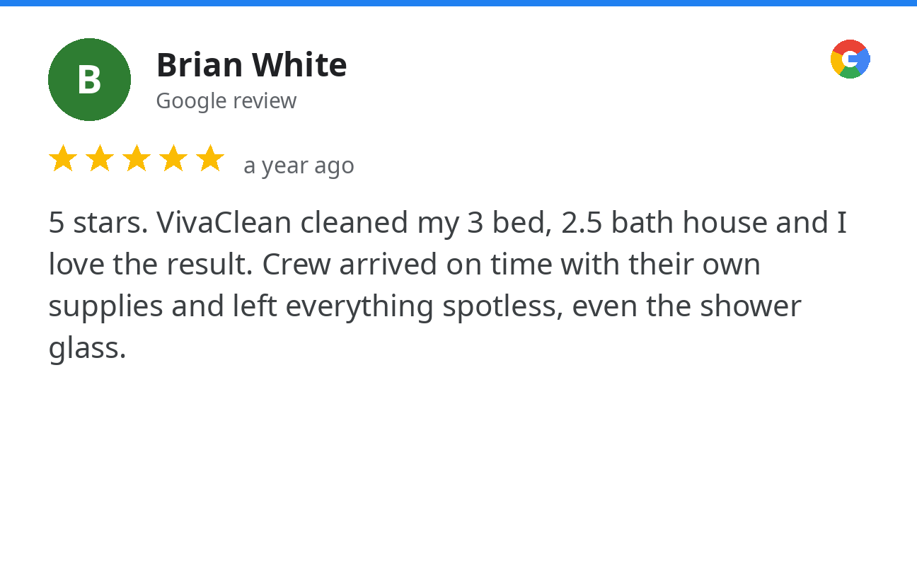 Google review by Brian White: five stars