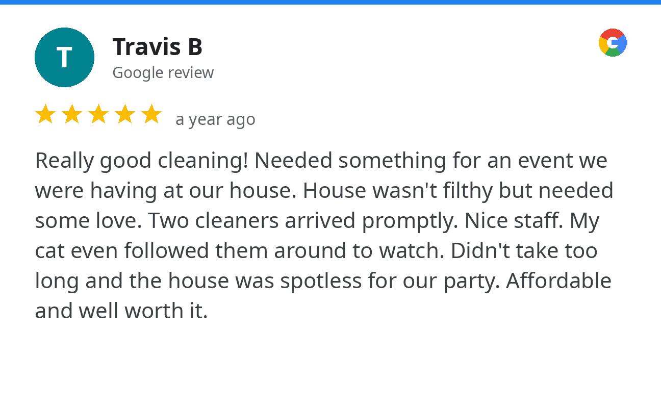 Google review by Travis B: five stars
