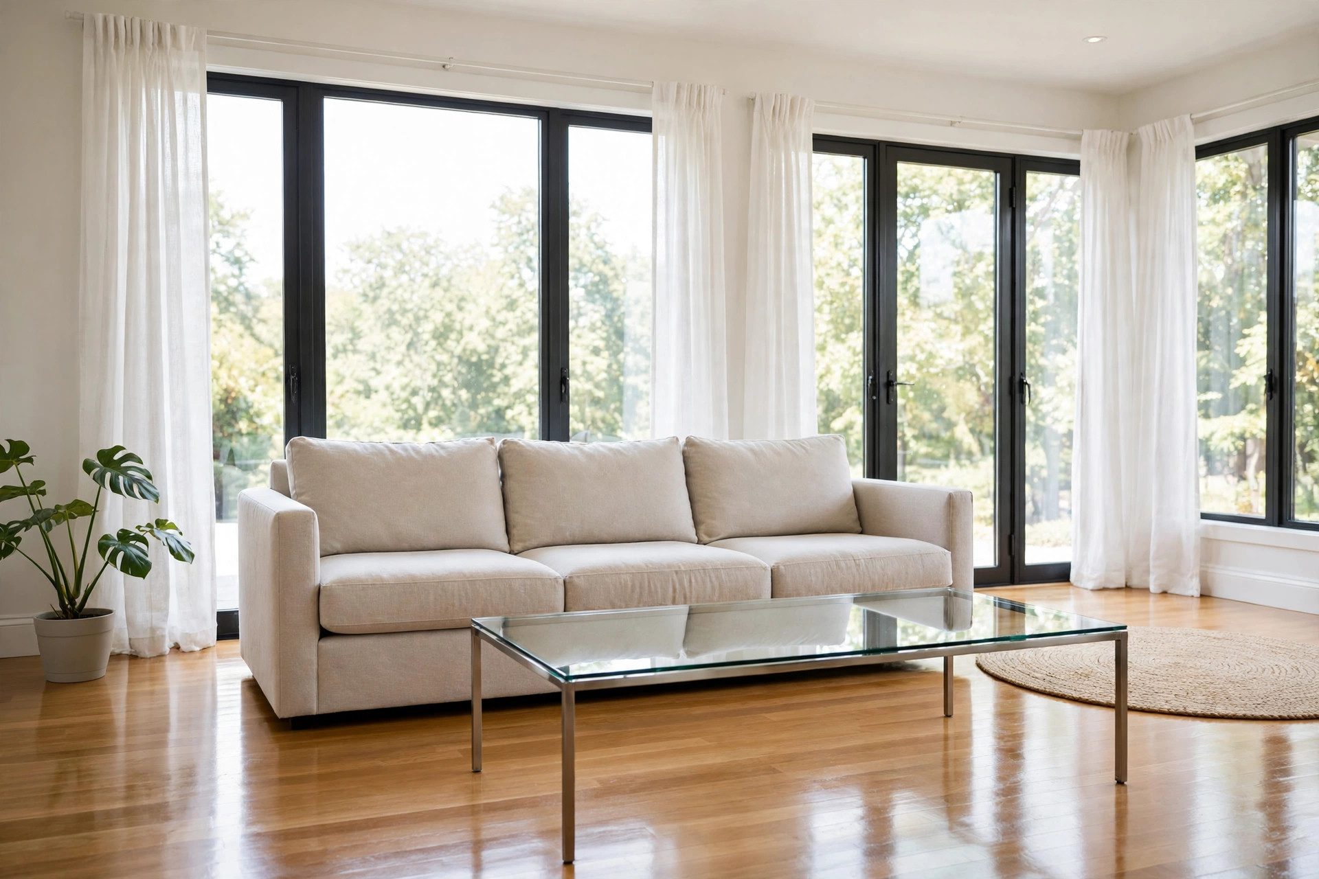 A cleaned living room in an Austin home