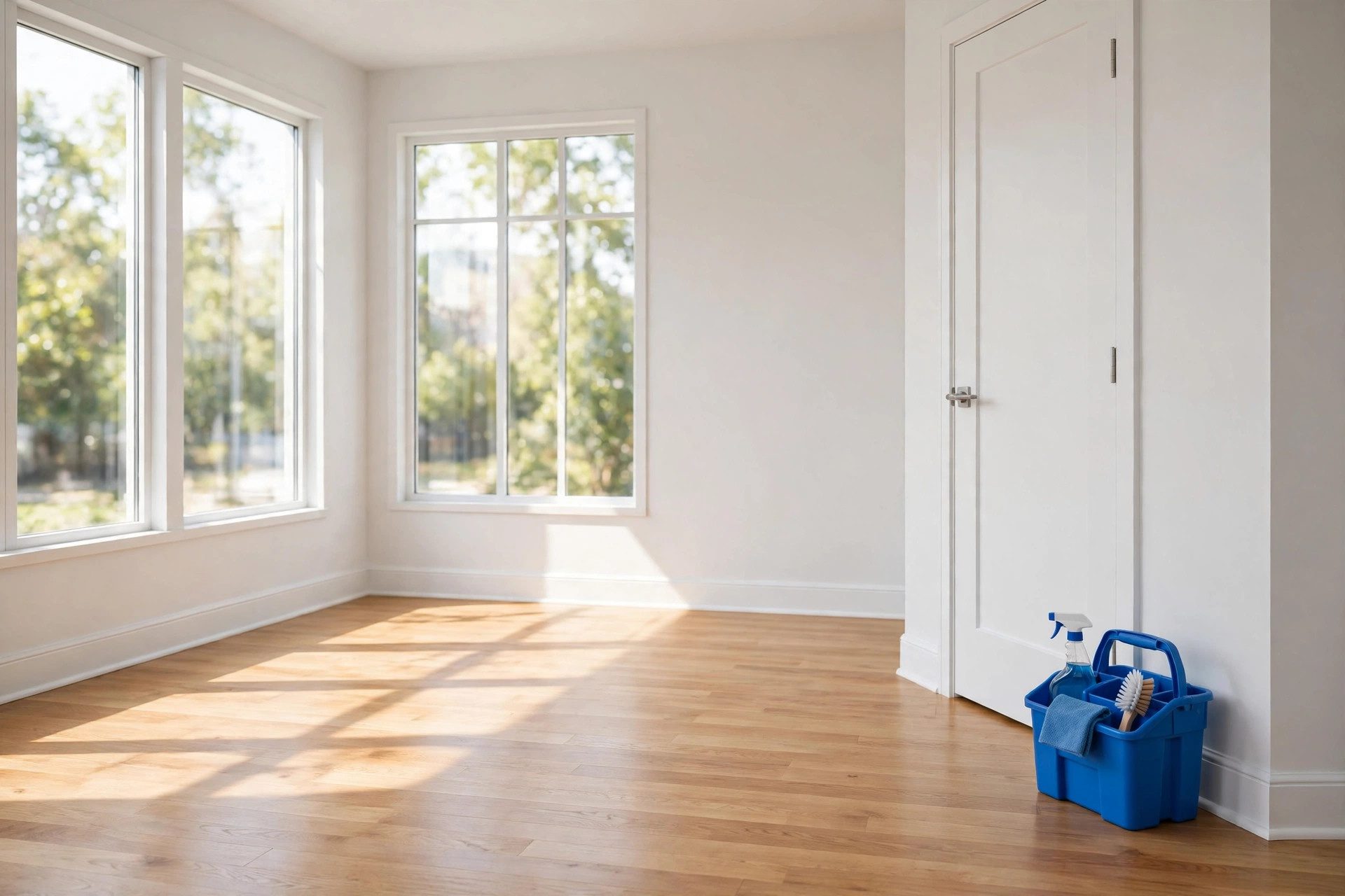 A freshly cleaned, empty room in an Austin home